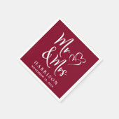 ミセス・バーガンディ・ウェディング・レセプション スタンダードカクテルナプキン (角)