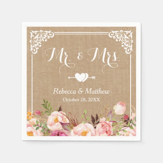 ミセス・バーラップ・結婚フローラ・フレーム スタンダードカクテルナプキン (正面)