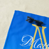 ミセス・ビーチ結婚式・ハートズ・サンド・ファミリー・モノグラム ビーチタオル (インサイチュ)