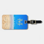 ミセス・ビーチ結婚式・ハートズ・サンド・ファミリー・モノグラム ラゲッジタグ (正面横)