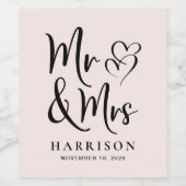 ミセス・ピパーソナライズされたンク結婚ズ ワインラベル (シングルラベル)