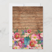 ミセス・ピンク素朴のフローラ・ウッド・メイソン・ジャー結婚ズ 招待状 (裏面)