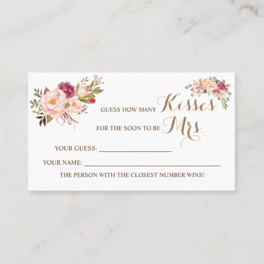 ミセス・ピンク・シャワーキスのゲーム・カードの数 プレイスカード (正面)