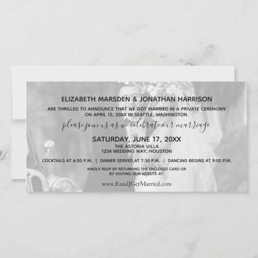 ミセス・フォトたった今結婚しましたサイト 案内状 (裏面)