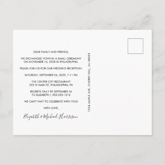 ミセス・フォトウェディングレセプション 案内ポストカード (裏面)