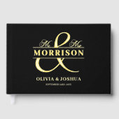 ミセス・フォトブラックエレガントのモダン結婚金ゴールド ゲストブック (正面)