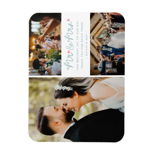 ミセス・フォト・コラージュ結婚の御礼 マグネット (縦)