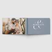 ミセス・フォト・ダスティー・ブルー・エレガント・ウェディングシルバー ゲストブック (全面)