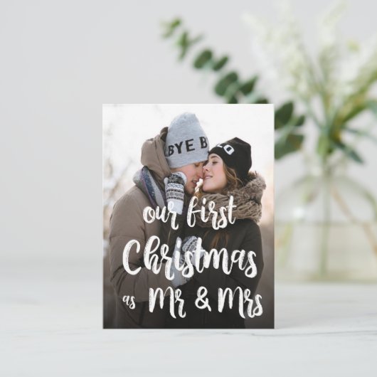 ミセス・フォト・ホリデー・カードとしての初めてのクリスマス シーズンポストカード (スタンド正面)