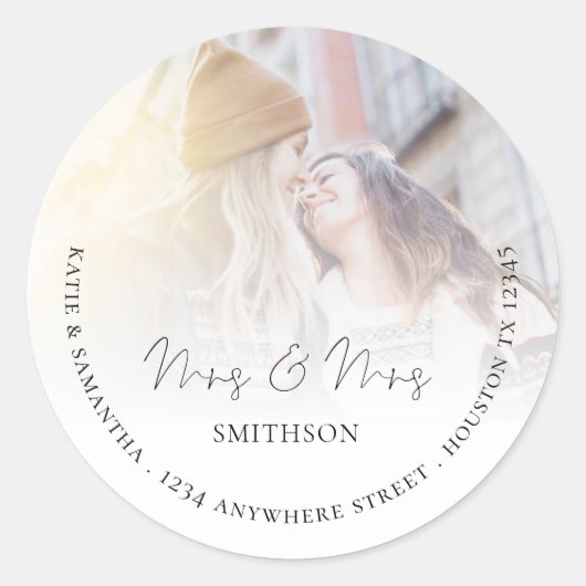 ミセス・フォト・リターン・ネーム・アドレスLesbian's 結婚. ラウンドシール (正面)