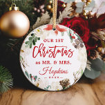 ミセス・フローラ・初めてのクリスマスリース写真 オーナメント<br><div class="desc">*****写真を忘れ後ろにアップお気に入りのロードしない。写真もしの配置は必要なく、デザインツール*****を使用して削除できま祝す。このポインセチアフローラリース写真オーナメントを使用して初めてのクリスマスを削除す結婚したる。クリスマスツリーお気に入りのにフェスティバルのアクセントを与えるこの優雅なデザインに写真と文字を追加する。個性を自分だけの簡単にするのが好きだ。</div>