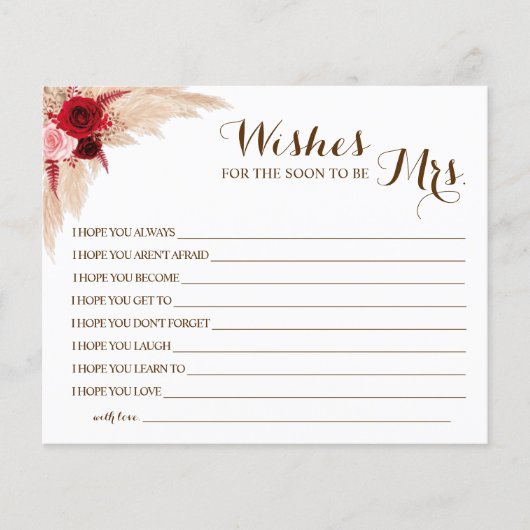 ミセス・ブライダルシャワー・カードを希望 チラシ (正面)