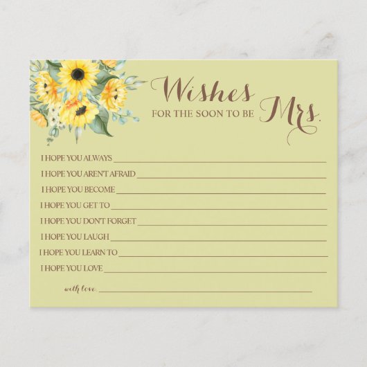 ミセス・ブライダルシャワー・カードFへの願い チラシ (正面)