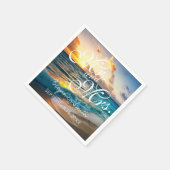 ミセス・ブルービーチ結婚式名日付ナプキンス スタンダードカクテルナプキン (角)