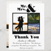 ミセス・ホワイト・ブラック・サンキューカード写真結婚 (正面/裏面)