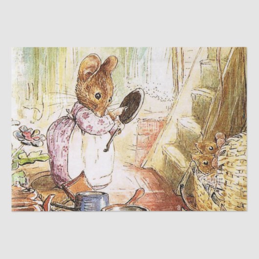 『ミセス・マウスがポットとパンを片付ける』 Beatrix Potter 薄葉紙 (正面)