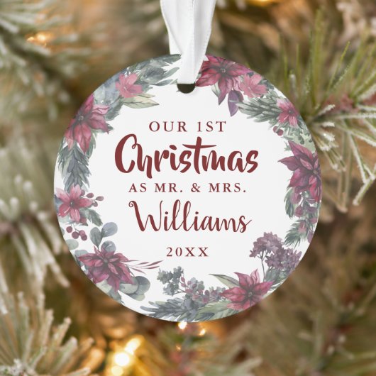 ミセス・ミセスの初めてのクリスマスフローラカップル写真 オーナメント (ツリー)
