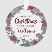 ミセス・ミセスの初めてのクリスマスフローラカップル写真 オーナメント (正面)