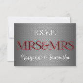 ミセス&ミセスゲイレズビアンウェディングRSVP in Silver 出欠カード (正面)