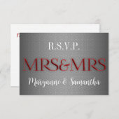 ミセス&ミセスゲイレズビアンウェディングRSVP in Silver 出欠カード (正面/裏面)