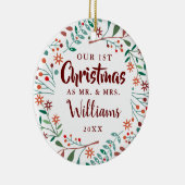 ミセス・ミセス初めてのクリスマスホリデーフローラ写真 セラミックオーナメント (右)