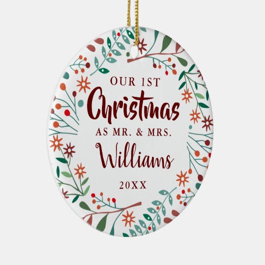 ミセス・ミセス初めてのクリスマスホリデーフローラ写真 セラミックオーナメント (右)