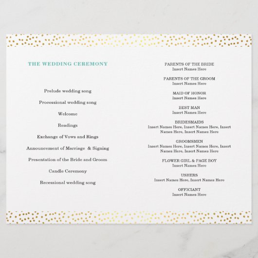 ミセス&ミセス結婚式 プログラム金ゴールド紙吹雪 (裏面)