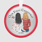 ミセス&ミセス・カップル・初めてのクリスマスズ写真ロマンチック オーナメント (正面)