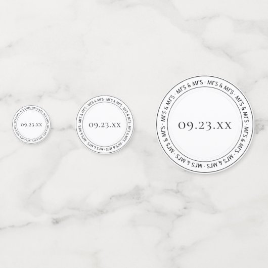 ミセス・ミセス・シンプル白黒モダンパーティー コンフェッティ (裏面)