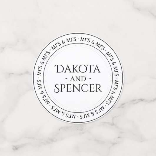 ミセス・ミセス・シンプル白黒モダンパーティー コンフェッティ (スモール正面)