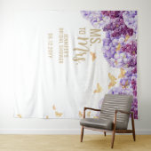 ミセス・ミセス・フローラ・アーチバタフライホワイトブライダル背景 タペストリー (インサイチュ(横))