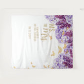 ミセス・ミセス・フローラ・アーチバタフライホワイトブライダル背景 タペストリー (正面(横))