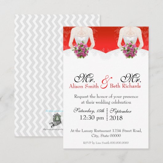 ミセス＆ミセス・ボウ 招待状 (正面/裏面)