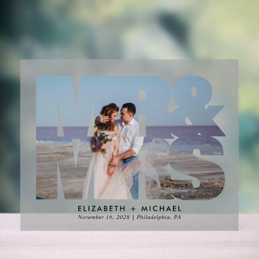 ミセス・ミセス・ミセス・フォトズ結婚の曇り アクリルサイン (ニュートラル)