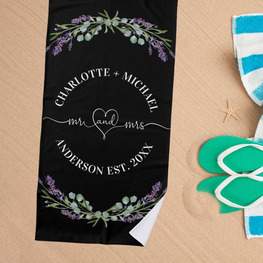 ミセス・ミセス・白黒・ラベンダー ビーチタオル