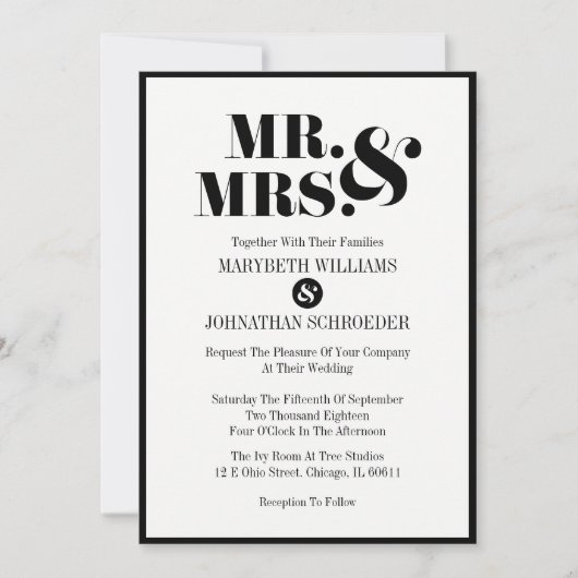 ミセス・モダン結婚式招待状カーはっきりしたド 招待状 (正面)