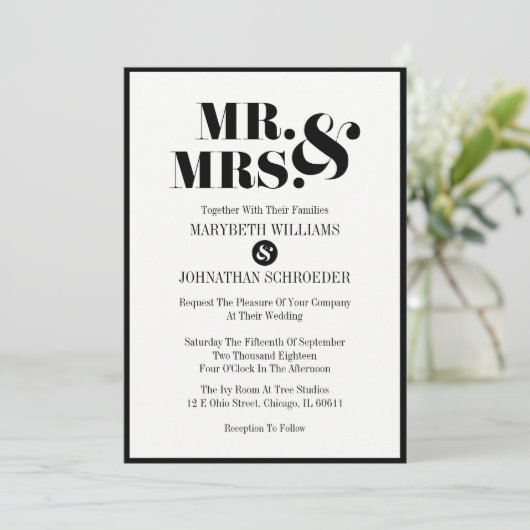 ミセス・モダン結婚式招待状カーはっきりしたド 招待状 (スタンド正面)