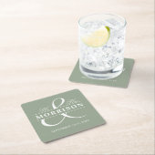 ミセス・モノグラム・セージ・グリーン結婚ズ スクエアペーパーコースター (インサイチュ)