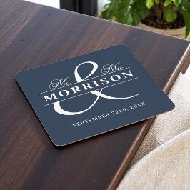 ミセス・モノグラム・ネイビー・ブルー結婚ズ スクエアペーパーコースター