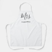 ミセス・ラストネーム・ホワイトシンプル・結婚の新婚 エプロン (正面)