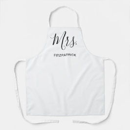 ミセス・ラストネーム・ホワイトシンプル・結婚の新婚 エプロン