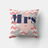 ミセス・リップネイビーコーラルグレーボーホティール（緑がかった色）フローラ クッション (裏面)