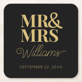 ミセス・リハーサルエレガント婚約パーティクラシック スクエアペーパーコースター