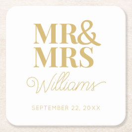 ミセス・リハーサルエレガント婚約パーティクラシック スクエアペーパーコースター