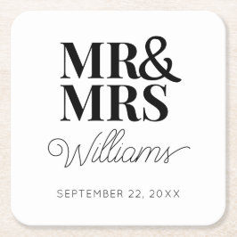 ミセス・リハーサルエレガント婚約パーティクラシック スクエアペーパーコースター