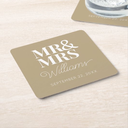 ミセス・リハーサルエレガント婚約パーティクラシック スクエアペーパーコースター (アングル)