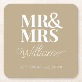 ミセス・リハーサルエレガント婚約パーティクラシック スクエアペーパーコースター