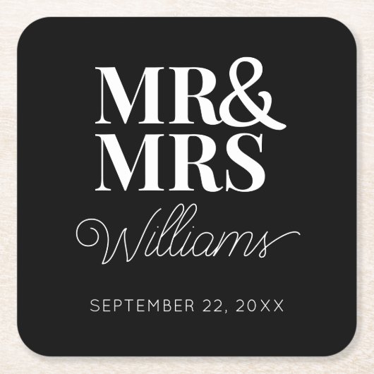 ミセス・リハーサルエレガント婚約パーティクラシック スクエアペーパーコースター (正面)