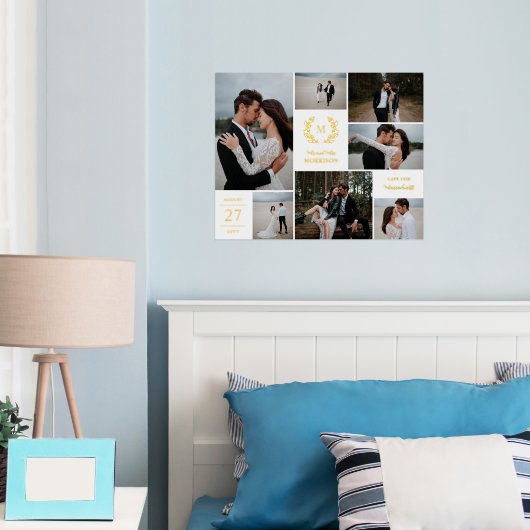 ミセス・リース・モノグラム・ホワイト氏結婚の写真コラージュ 箔ポスター (インサイチュ (寝室))