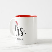 ミセス・レッド・サンタハットカスタム・ホリディモノグラム ツートーンマグカップ (正面左)